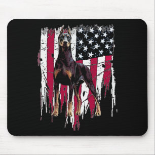 Alfombrilla De Ratón Doberman Pinscher Bandera de Estados Unidos Impres