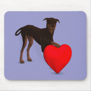 Alfombrilla De Ratón Doberman Pinscher Con Corazón