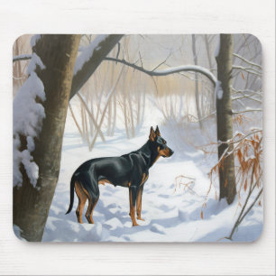 Alfombrilla De Ratón Doberman Pinscher Deja que nieve Navidad