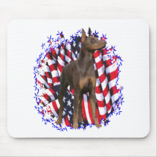 Alfombrilla De Ratón Doberman Pinscher (rojo) Patriota