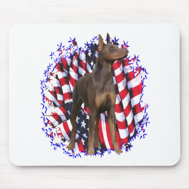 Alfombrilla De Ratón Doberman Pinscher (rojo) Patriota (Frente)