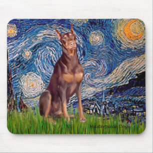 Alfombrilla De Ratón Doberman (rojo) - Noche estrellada