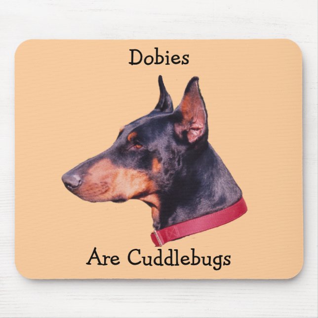 Alfombrilla De Ratón Dobies Son Cuddlebugs Cute Doberman Mousepad (Frente)