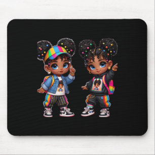 Alfombrilla De Ratón Doble Pegatina De Arte De Los Gemelos Negros De S