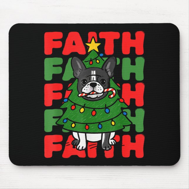 Alfombrilla De Ratón Dog Christmas Faith French Bulldog Puppy Family Gr (Frente)