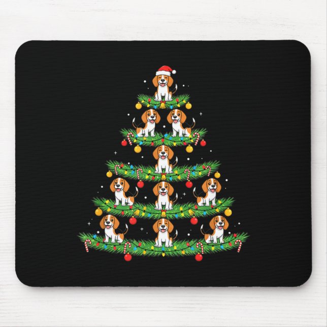 Alfombrilla De Ratón Dog Christmas Tree, Beagle Puppy Holiday Design Fo (Frente)
