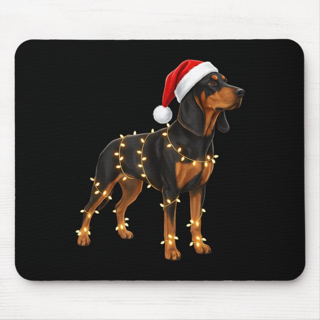 Alfombrilla De Ratón Dog Dachshund Wrapped In Christmas Lights - Holida (Frente)