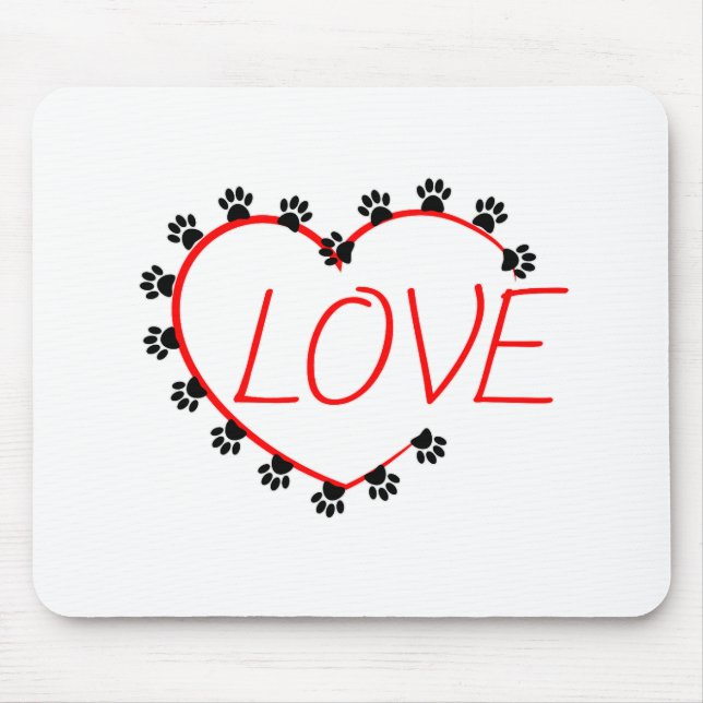 Alfombrilla De Ratón Dog Paws Red Heart Love (Frente)