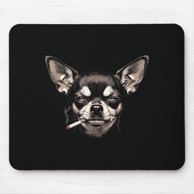 Alfombrilla De Ratón Dog Smoking Cigarette Funny Chihuahua Meme Men Wom (Frente)