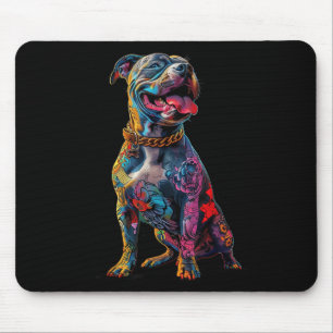 Alfombrilla De Ratón Dog Tattoos Pitbull Tattooed Colorful Tattooed Dog