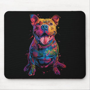 Alfombrilla De Ratón Dog Tattoos Pitbull Tattooed Colorful Tattooed Dog