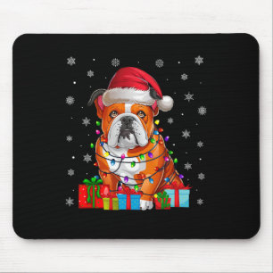 Alfombrilla De Ratón Dog Ugly Xmas enciende Santa Hat American Bulldog
