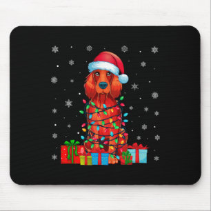 Alfombrilla De Ratón Dog Ugly Xmas enciende Santa Hat Irish Setg Dog Ch