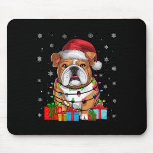 Alfombrilla De Ratón Dog Ugly Xmas ilumina Santa Hat English Bulldog Ch
