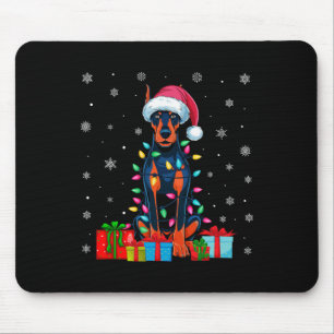 Alfombrilla De Ratón Dog Ugly Xmas Luces Santa Doberman Pinscher Dog C
