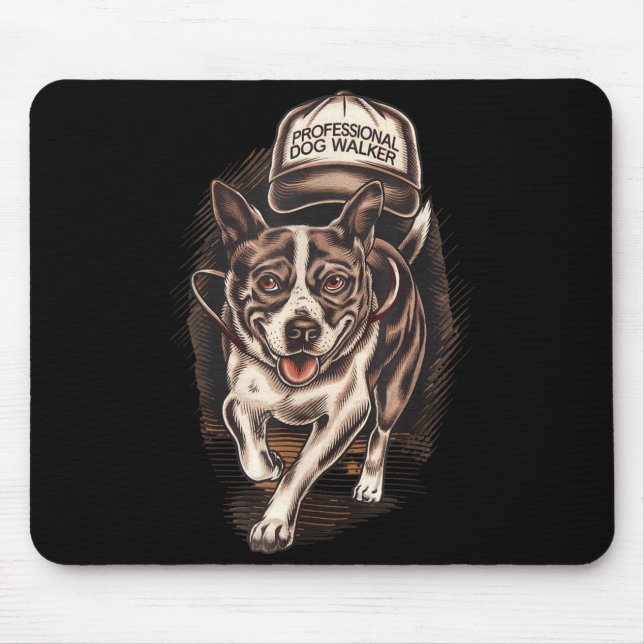 Alfombrilla De Ratón Dog Waking Professional Dog Walker Hat Graphic  (Frente)