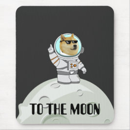 Alfombrilla De Ratón Dogecoin a la luna divertido perro astronauta negr