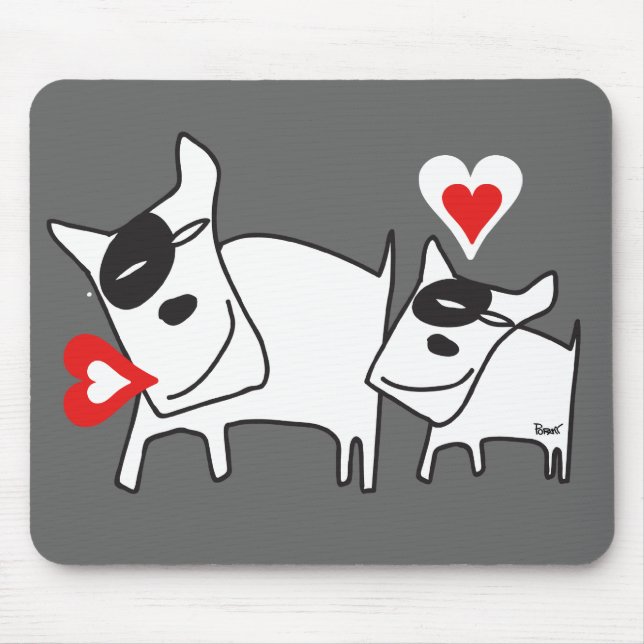 Alfombrilla De Ratón Doggie Love Talk Heart Mousepad (Frente)