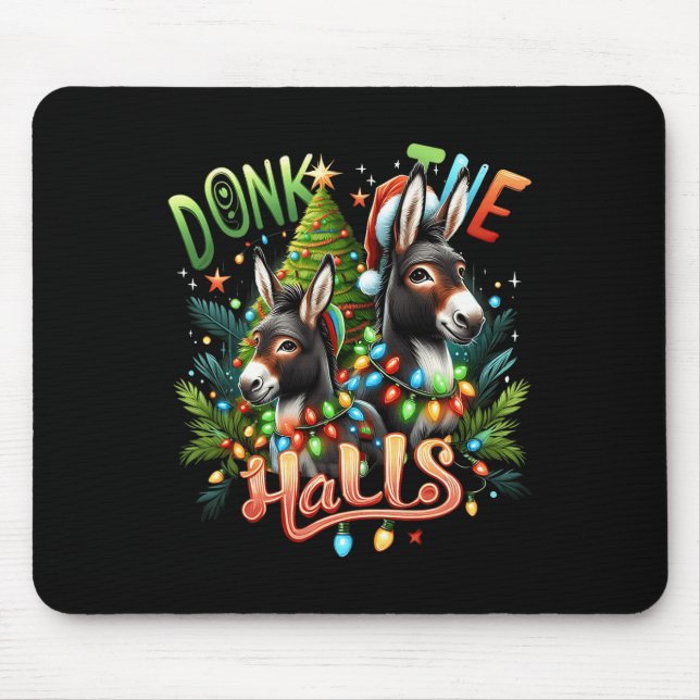 Alfombrilla De Ratón Donk The Halls Navidades Burros Enfrentados En Cri (Frente)