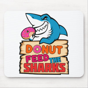 Alfombrilla De Ratón Donut alimenta a los tiburones con un divertido am