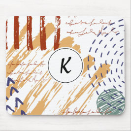 Alfombrilla De Ratón Doodle abstracto de Monograma Terracotta