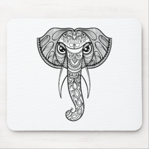 Alfombrilla De Ratón Doodle de la cabeza del elefante