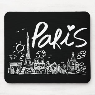 Alfombrilla De Ratón Doodle de la ciudad de París