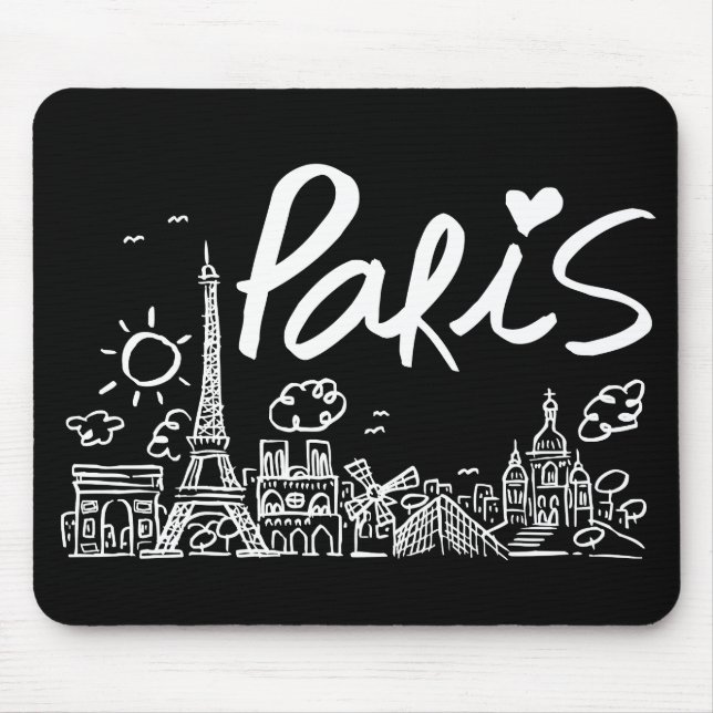 Alfombrilla De Ratón Doodle de la ciudad de París (Frente)