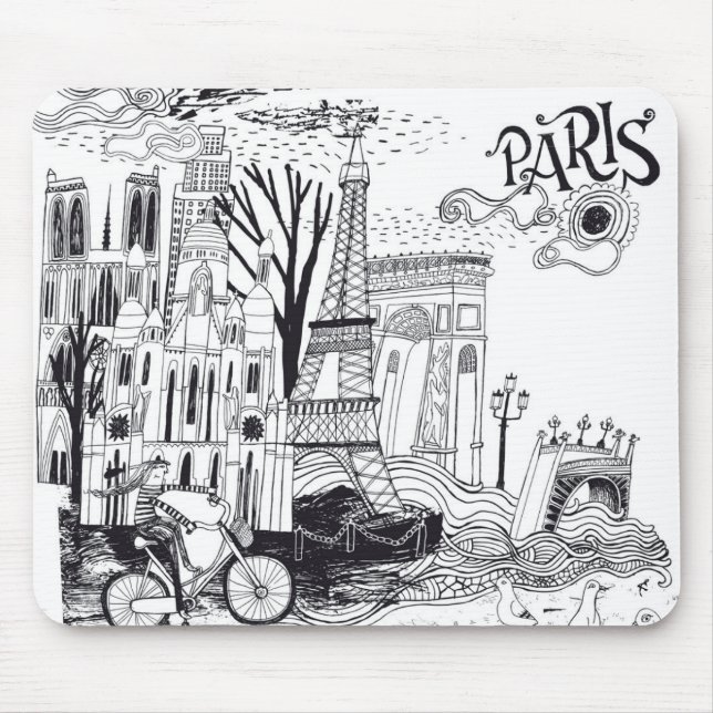 Alfombrilla De Ratón Doodle de París Francia (Frente)
