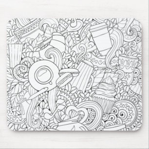 Alfombrilla De Ratón Doodle del café y del té