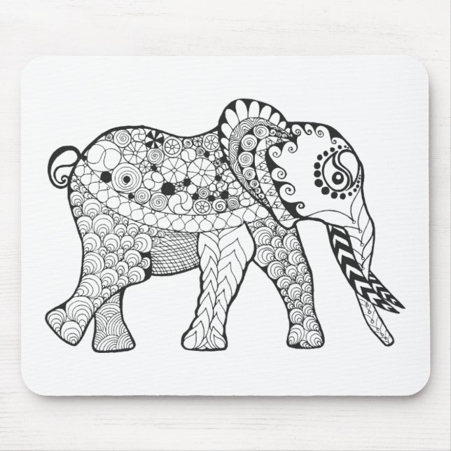 Alfombrilla De Ratón Doodle del elefante (Frente)