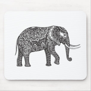 Alfombrilla De Ratón Doodle del elefante de la fantasía