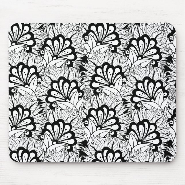 Alfombrilla De Ratón Doodle del estampado de plores (Frente)
