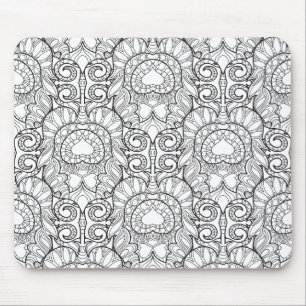 Alfombrilla De Ratón Doodle del modelo de la pluma del pavo real