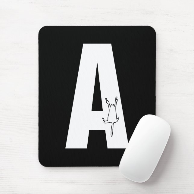 Alfombrilla De Ratón Doodle inicial con gato colgante (Con ratón)