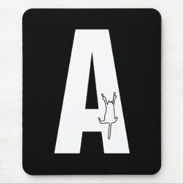 Alfombrilla De Ratón Doodle inicial con gato colgante