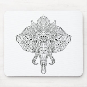 Alfombrilla De Ratón Doodle inspirado cabeza del elefante