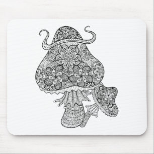 Alfombrilla De Ratón Doodle mágico dibujado mano de las setas