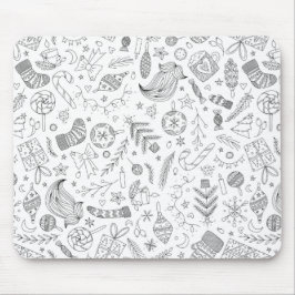 Alfombrilla De Ratón Doodles de Navidades blancos