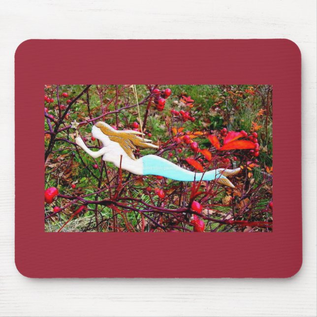 Alfombrilla De Ratón dorada sirena rojo (Frente)