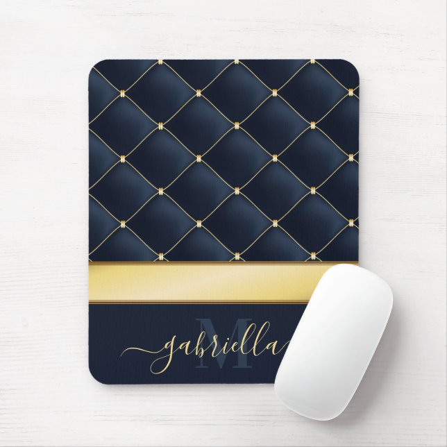 Alfombrilla De Ratón Dorado azul de la marina (Con ratón)