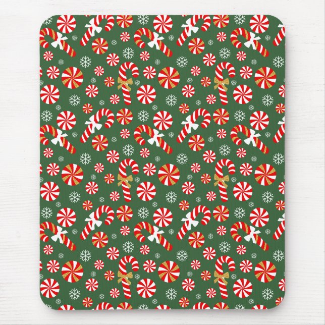 Alfombrilla De Ratón Dorado Winter Sweet Snowfall Candy Cane (Frente)
