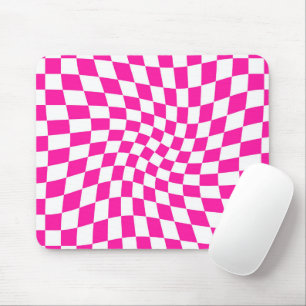 Alfombrilla De Ratón Dormitorio retro-rosado de cheques con alambre en
