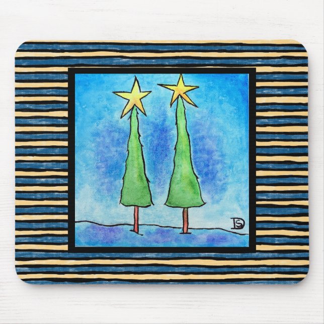 Alfombrilla De Ratón Dos árboles de Navidad altos (Frente)