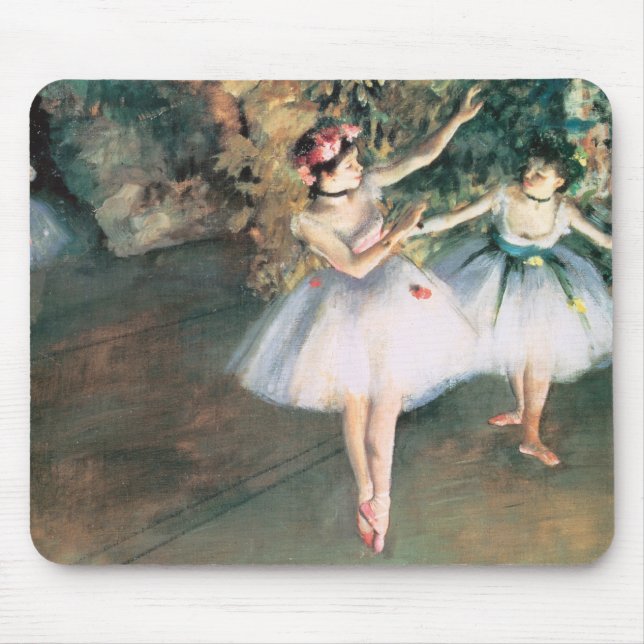 Alfombrilla De Ratón Dos bailarinas en escena de Edgar Degas, arte vint (Frente)
