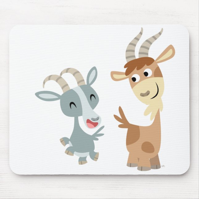Alfombrilla De Ratón Dos cabras felices lindas Mousepad del dibujo (Frente)