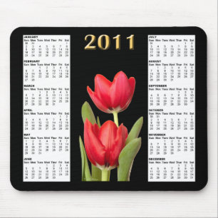 Alfombrilla De Ratón Dos calendario rojo Mousepad de los tulipanes 2011
