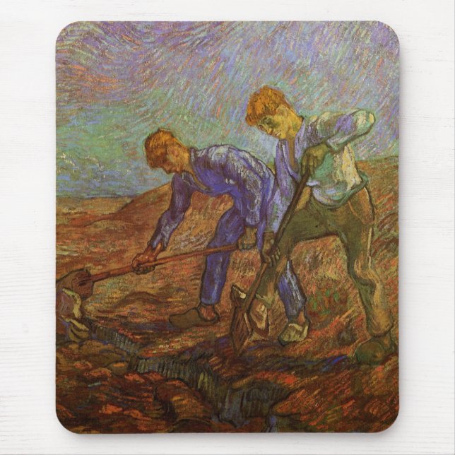 Alfombrilla De Ratón Dos campesinos cavando por Vincent van Gogh (Frente)