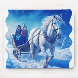 Alfombrilla De Ratón Dos Chicas Jóvenes En Un Snowowley En Sleigh