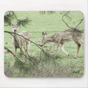 Alfombrilla De Ratón Dos ciervos y pinos